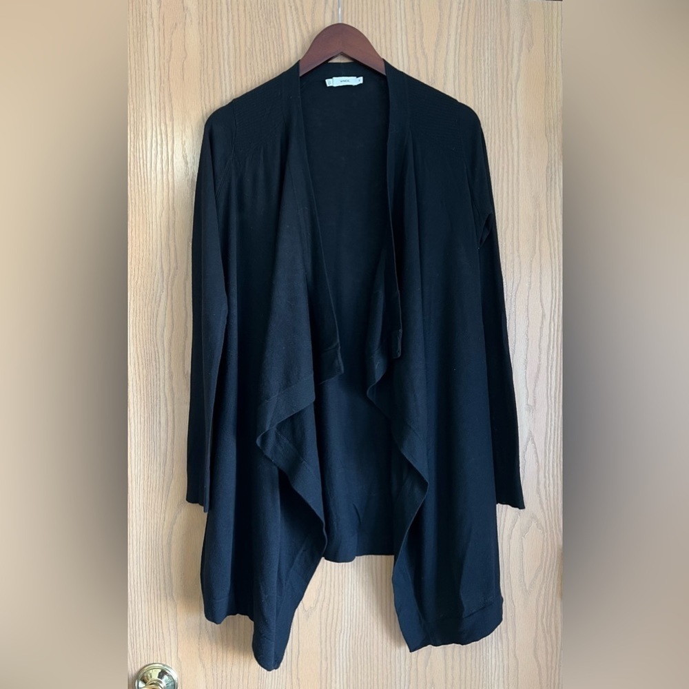 Vince Womens XS Wool Cashmere Blend Cardigan Black Open Front Long Sleeve